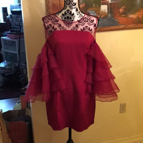 Ina Dresses & Skirts - SALE ina Red ColdShoulder Large Cocktail Dress NWT